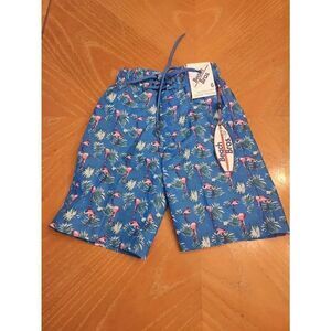 Beach bros boys flamingo swim trunks size 6